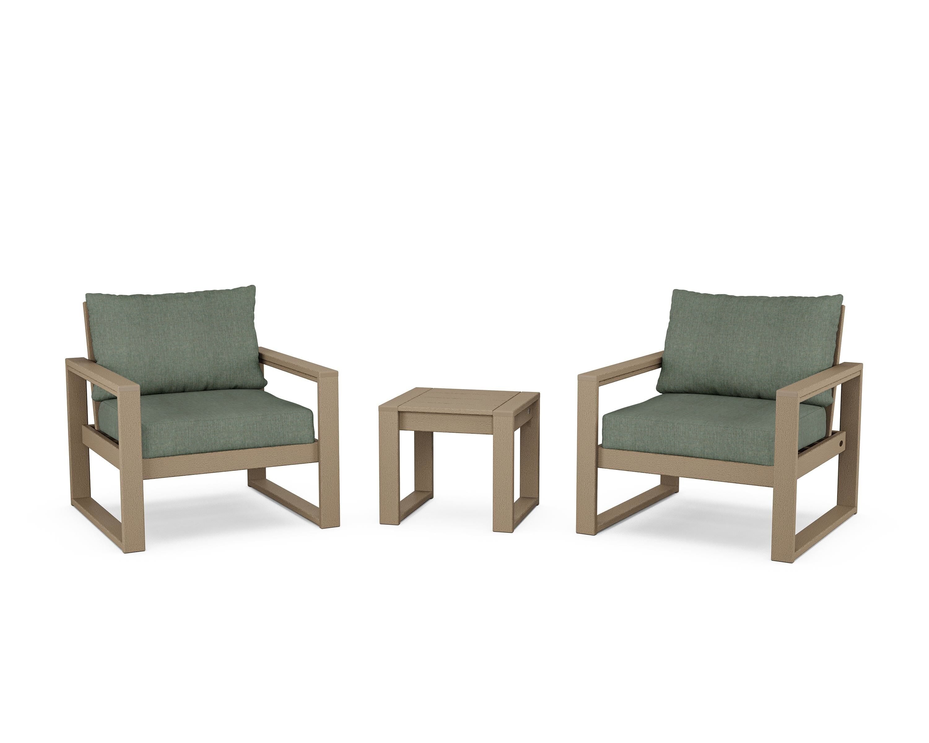 POLYWOOD® EDGE Sectional 3-Piece Deep Seating Set in Vintage Sahara / Cast Sage