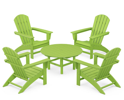 POLYWOOD® Nautical 5-Piece Adirondack Chair Conversation Set in Lime
