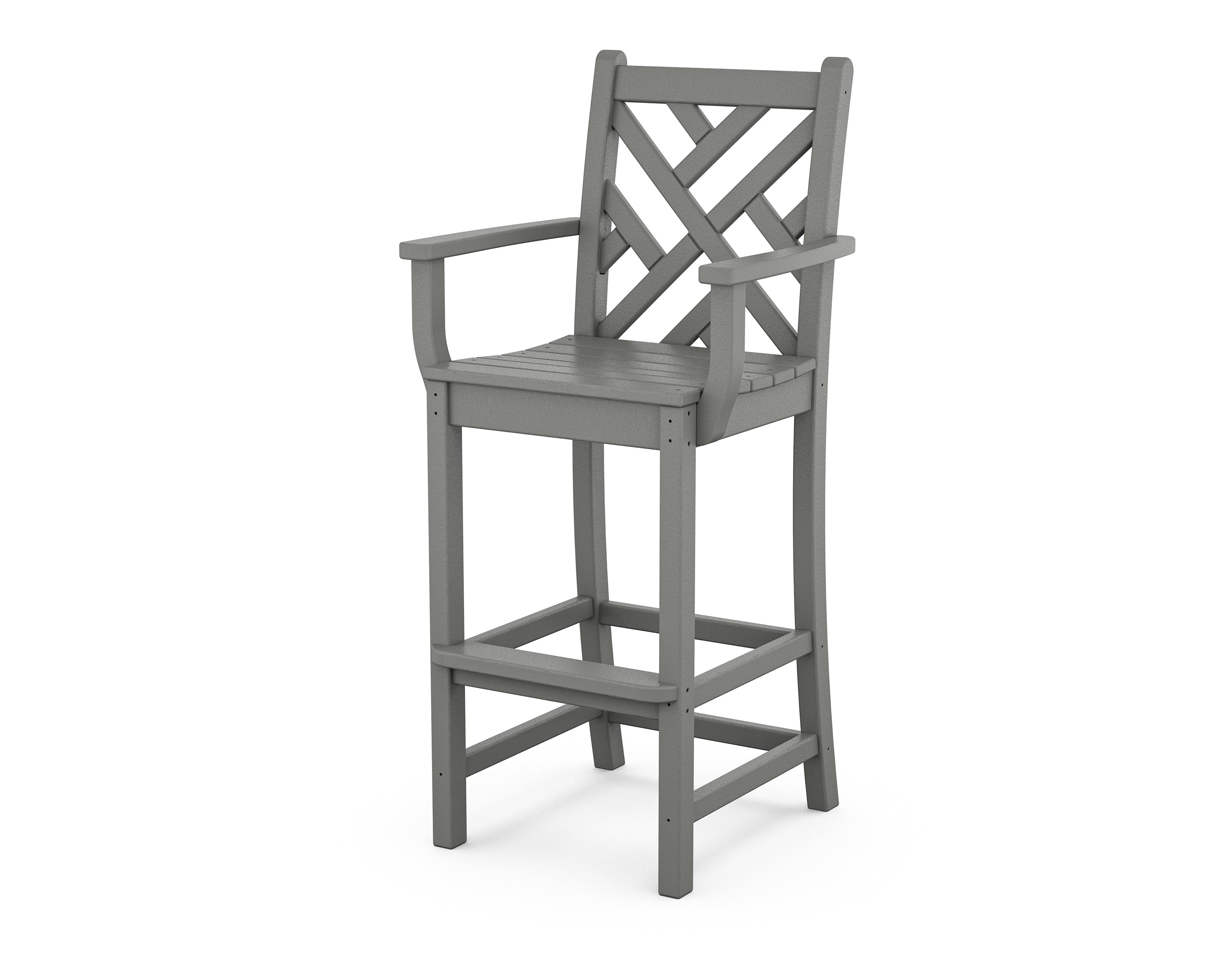 POLYWOOD® Chippendale Bar Arm Chair in Slate Grey