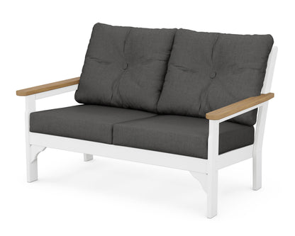 POLYWOOD® Vineyard Deep Seating Loveseat in White / Natural / Spectrum Carbon