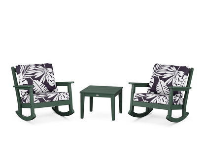 POLYWOOD® Chippendale 3-Piece Deep Seating Rocker Set in Green / Leaf Navy