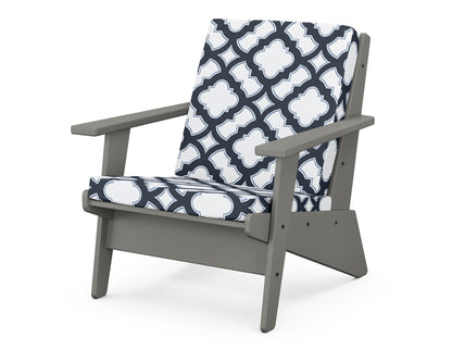 POLYWOOD® Riviera Modern Lounge Chair in Slate Grey / Trellis Marine Indigo