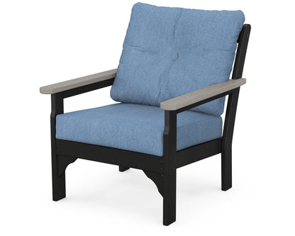 POLYWOOD® Vineyard Deep Seating Chair in Black / Driftwood / Sky Blue