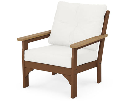 POLYWOOD® Vineyard Deep Seating Chair in Teak / Natural / Natural Linen