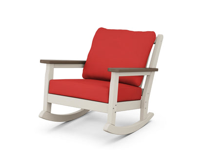 POLYWOOD® Chippendale Deep Seating Rocking Chair in Sand / Kona / Crimson Linen