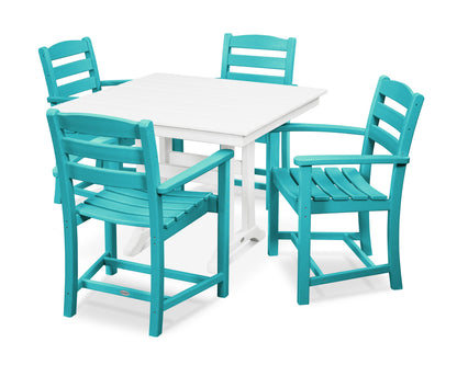 POLYWOOD® La Casa Café 5-Piece Farmhouse Trestle Arm Chair Dining Set in Aruba / White