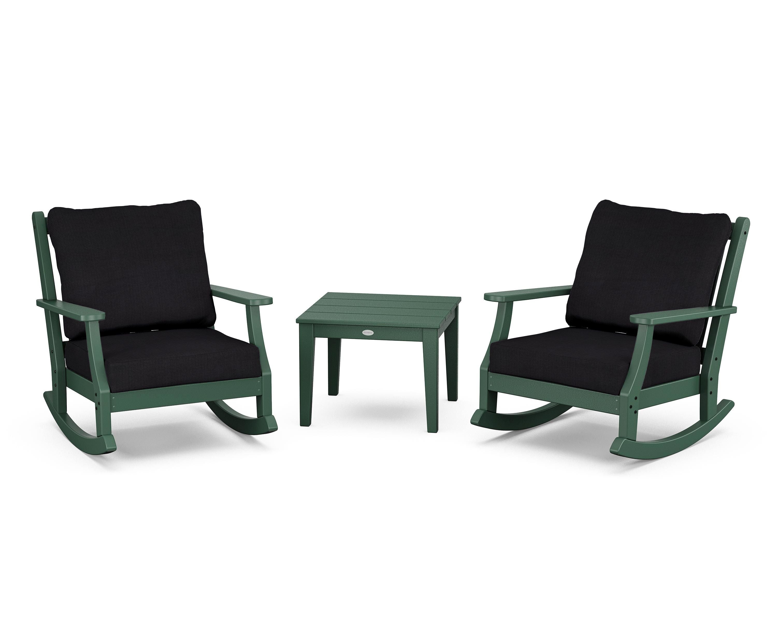 Country Living Wovendale 3-Piece Deep Seating Rocker Set in Green / Midnight Linen