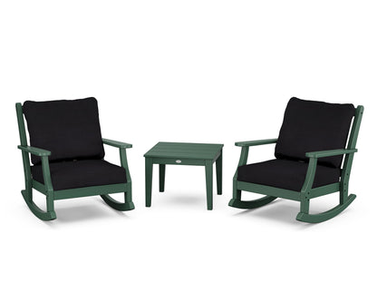 Country Living Wovendale 3-Piece Deep Seating Rocker Set in Green / Midnight Linen