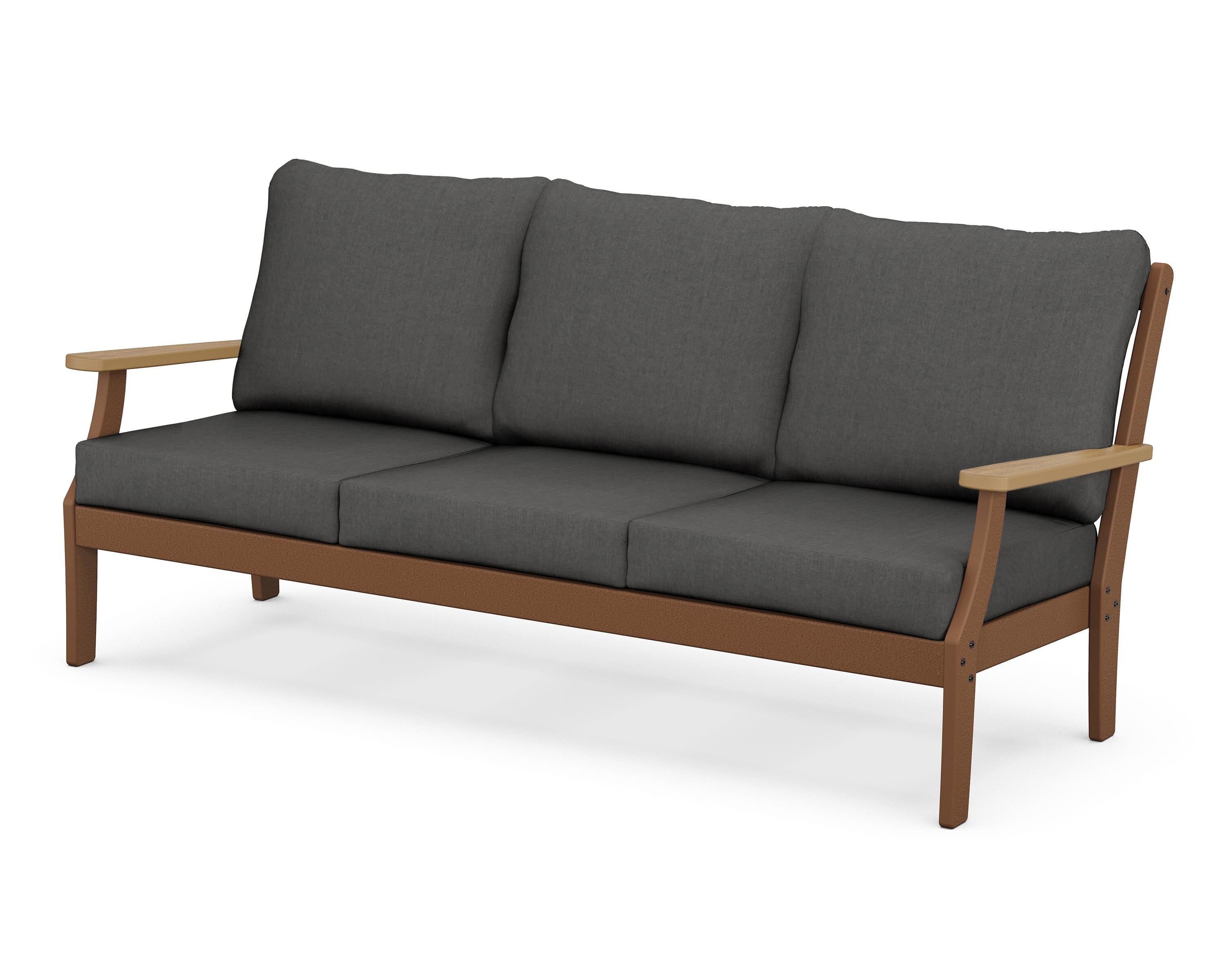 POLYWOOD® Braxton Deep Seating Sofa in Teak / Natural / Spectrum Carbon