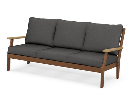 POLYWOOD® Braxton Deep Seating Sofa in Teak / Natural / Spectrum Carbon