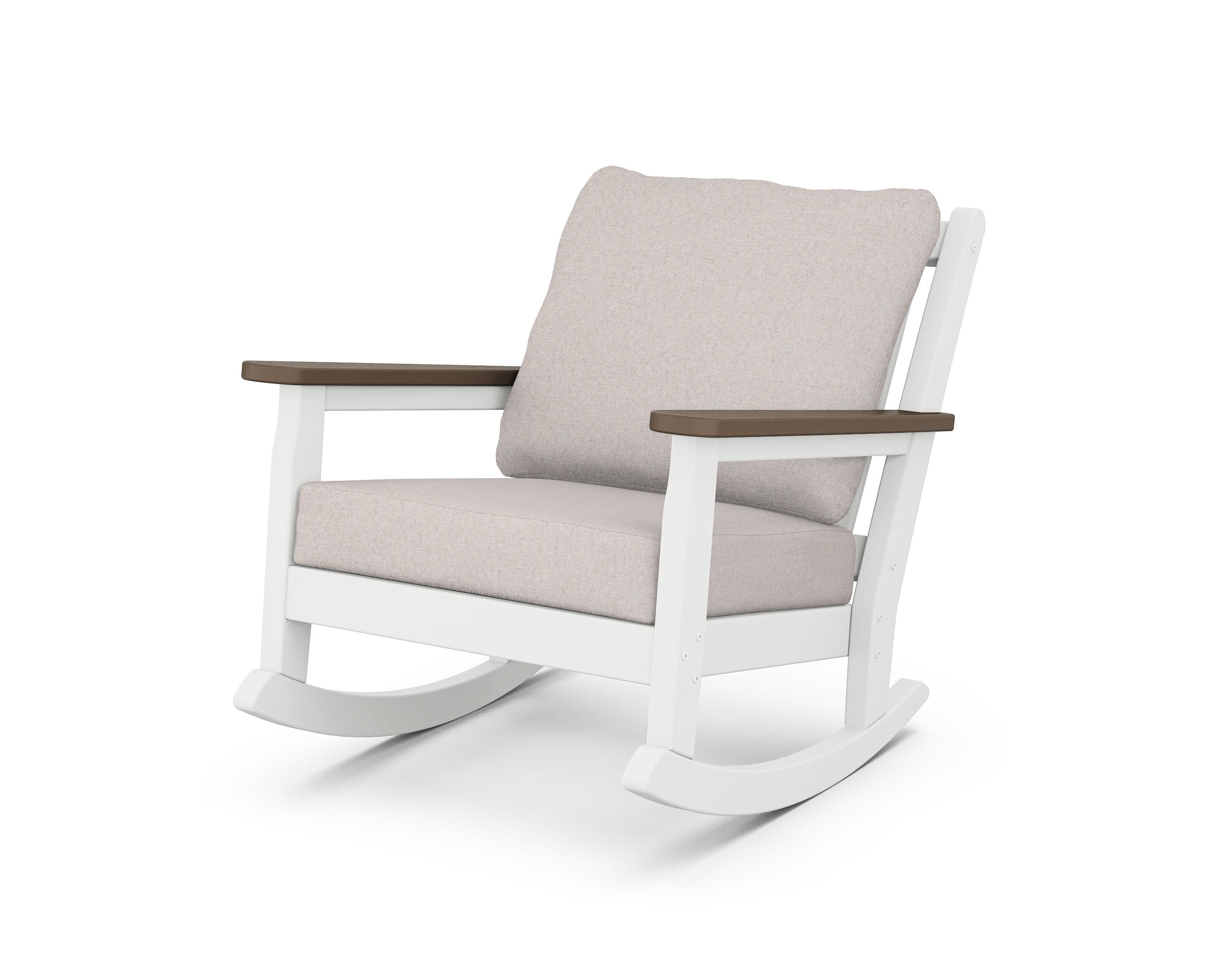 POLYWOOD® Chippendale Deep Seating Rocking Chair in White / Kona / Dune Burlap