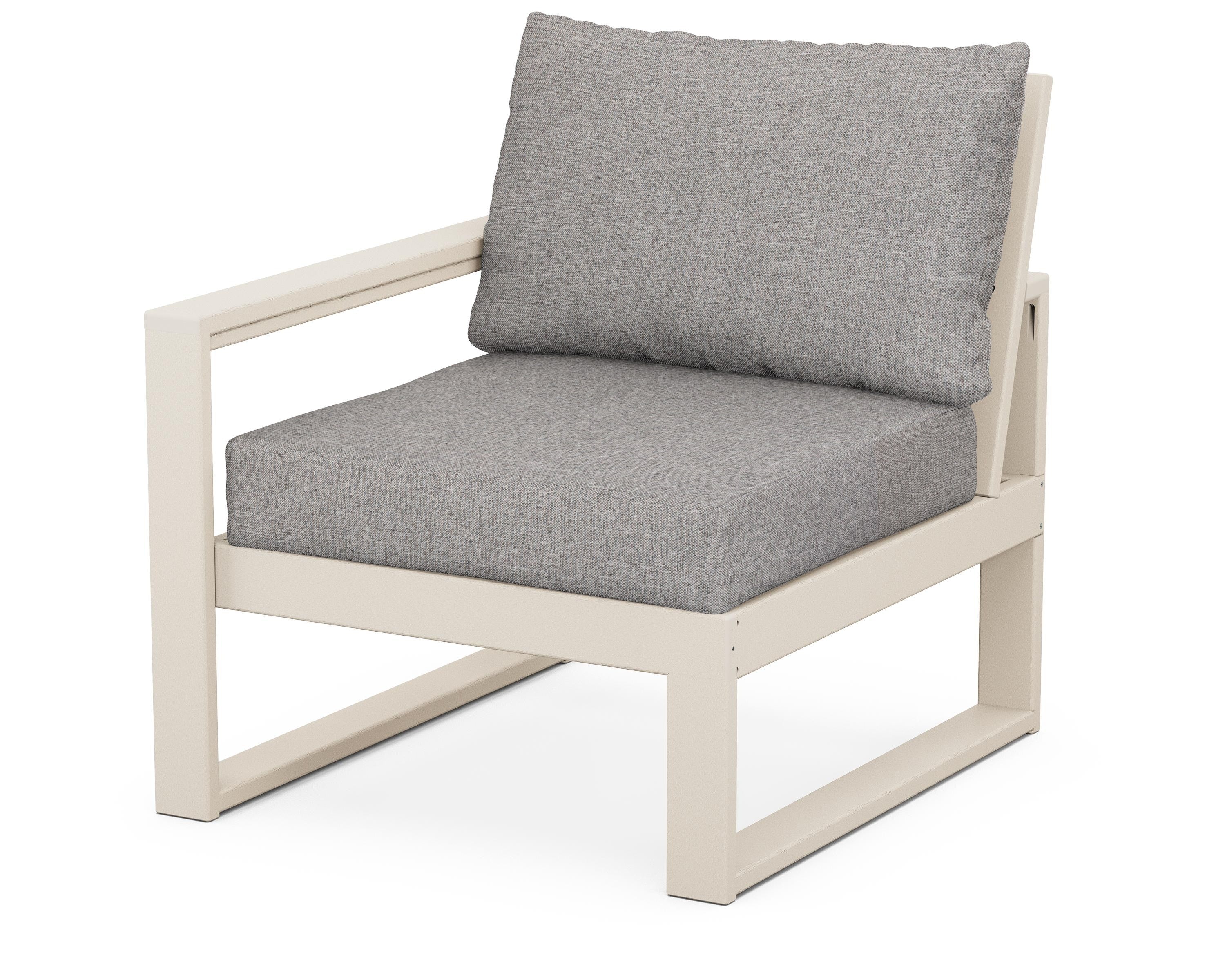 POLYWOOD® EDGE Modular Left Arm Chair in Sand / Grey Mist