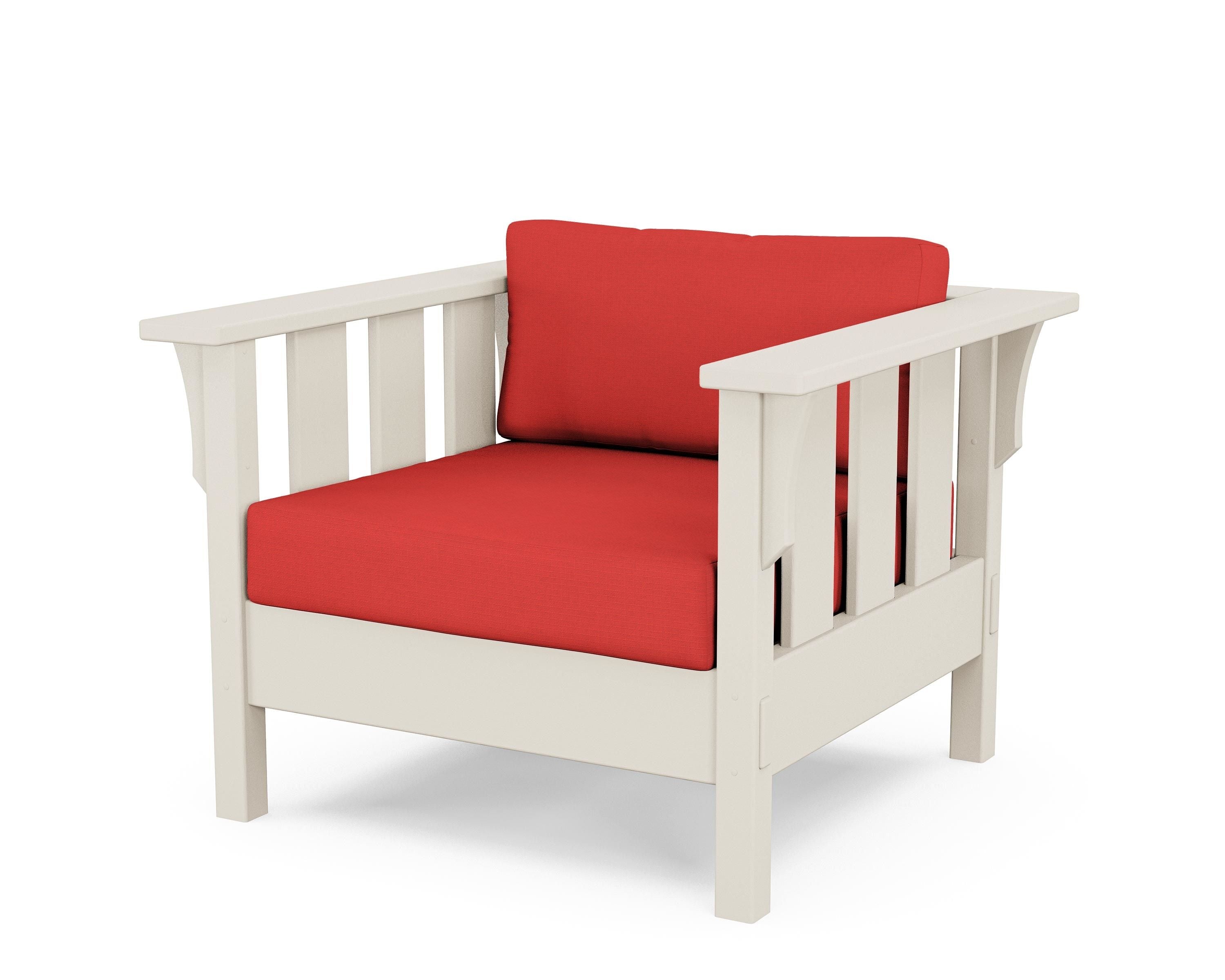 Martha Stewart by POLYWOOD® Acadia Deep Seating Chair in Sand / Crimson Linen