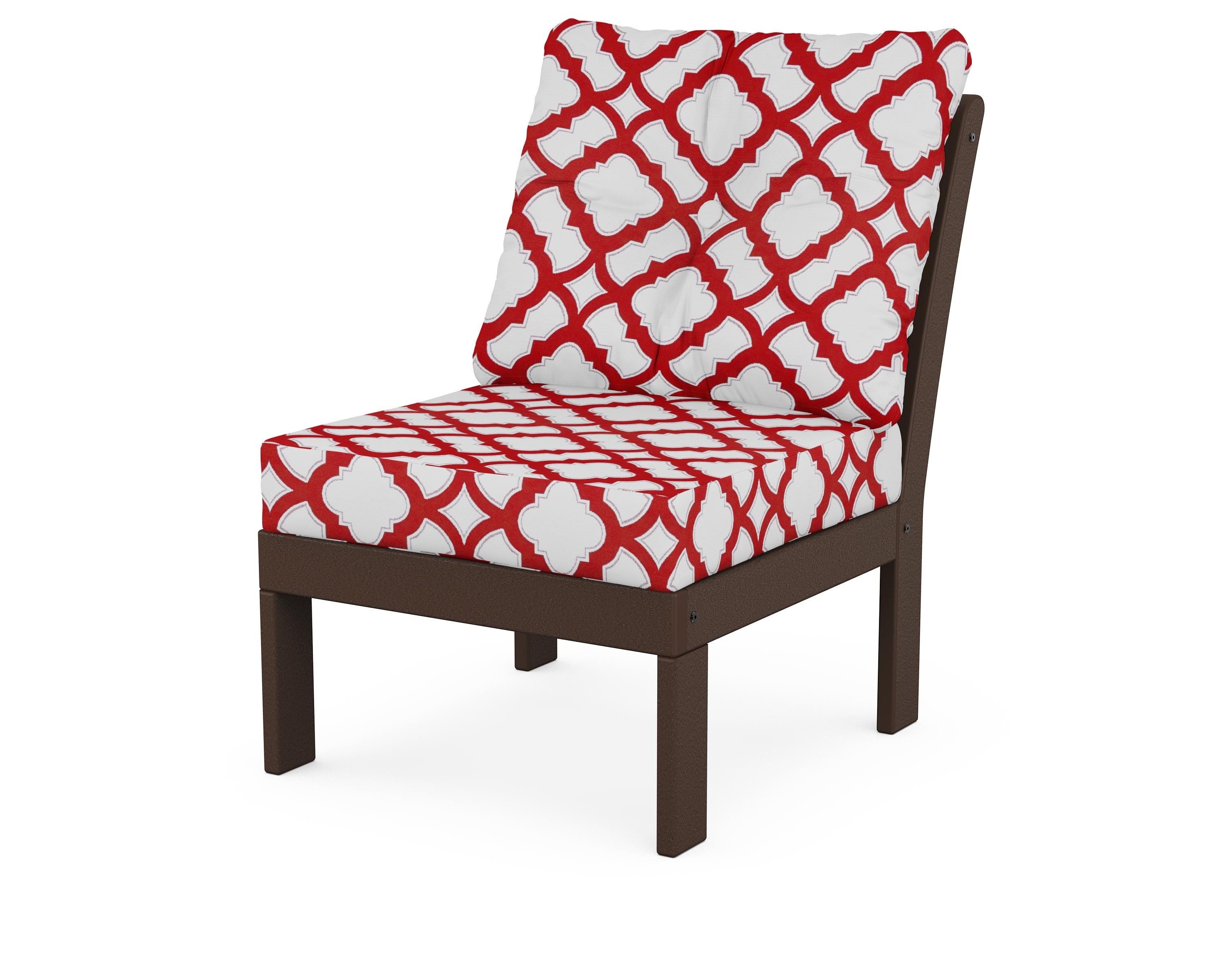 POLYWOOD® Vineyard Modular Armless Chair in Mahogany / Trellis Crimson