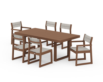 POLYWOOD® EDGE Sling 7-Piece Dining Set in Teak / Birch Sling