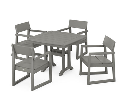 POLYWOOD® EDGE 5-Piece Dining Set with Trestle Legs in Slate Grey