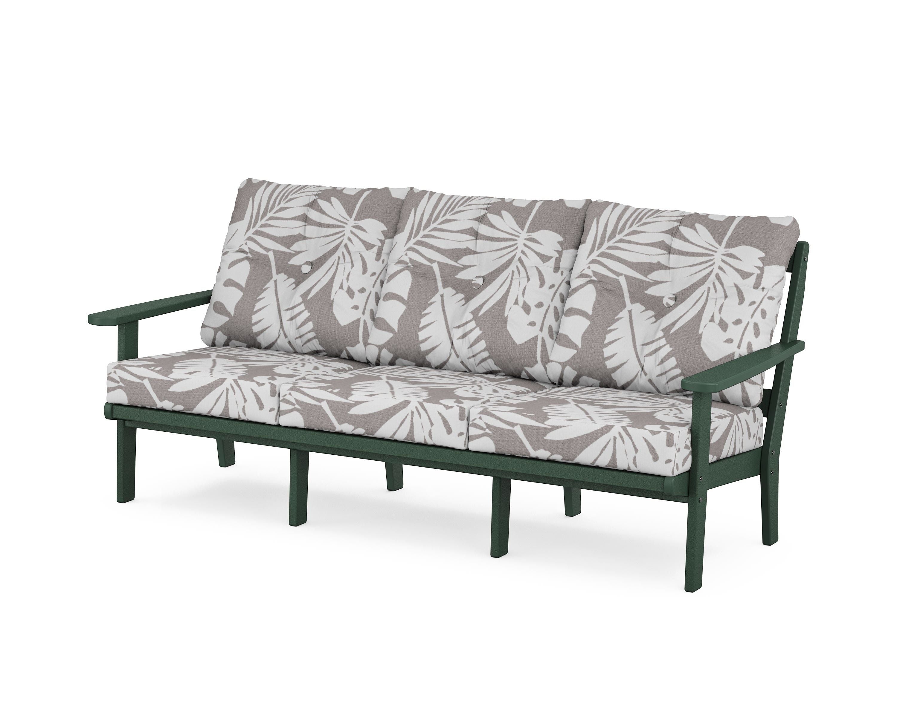 POLYWOOD® Mission Deep Seating Sofa in Green / Leaf Grey Mist