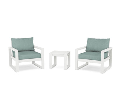 POLYWOOD® EDGE Sectional 3-Piece Deep Seating Set in White / Glacier Spa