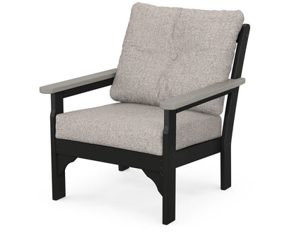 POLYWOOD® Vineyard Deep Seating Chair in Black / Driftwood / Weathered Tweed