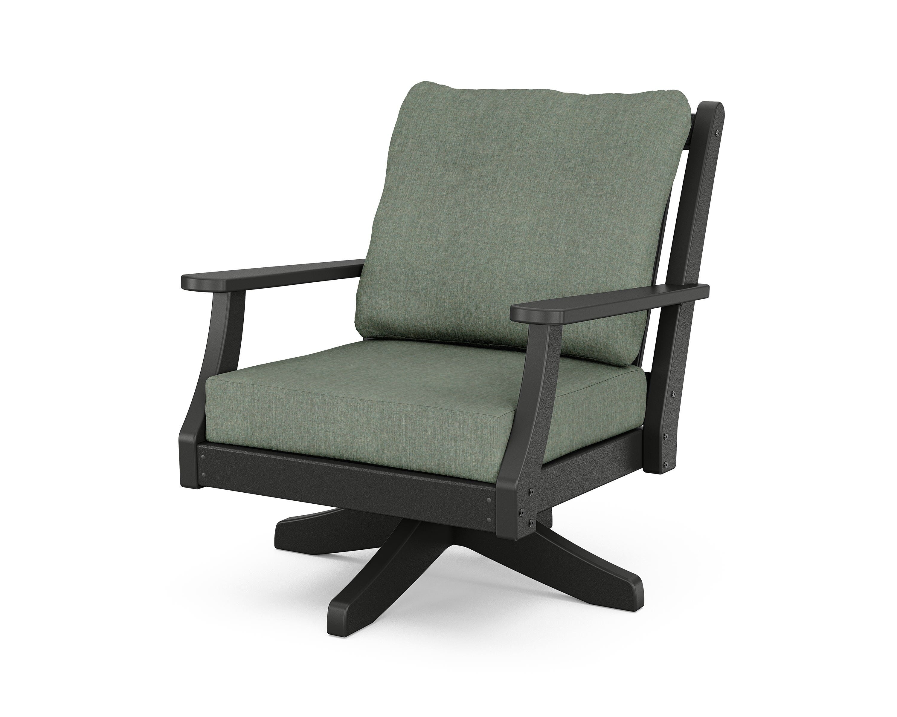 Country Living Wovendale Deep Seating Swivel Chair in Black / Cast Sage