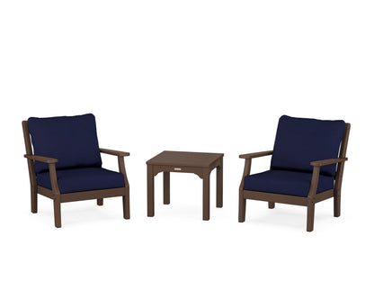 Martha Stewart by POLYWOOD® Chinoiserie 3-Piece Deep Seating Set in Mahogany / Navy
