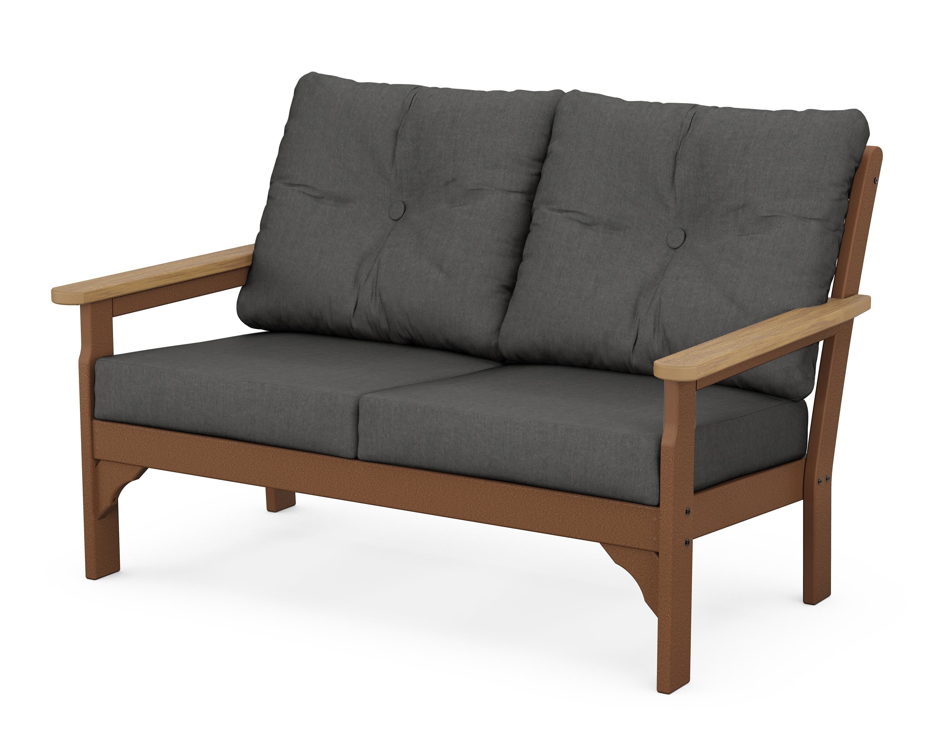 POLYWOOD® Vineyard Deep Seating Loveseat in Teak / Natural / Spectrum Carbon