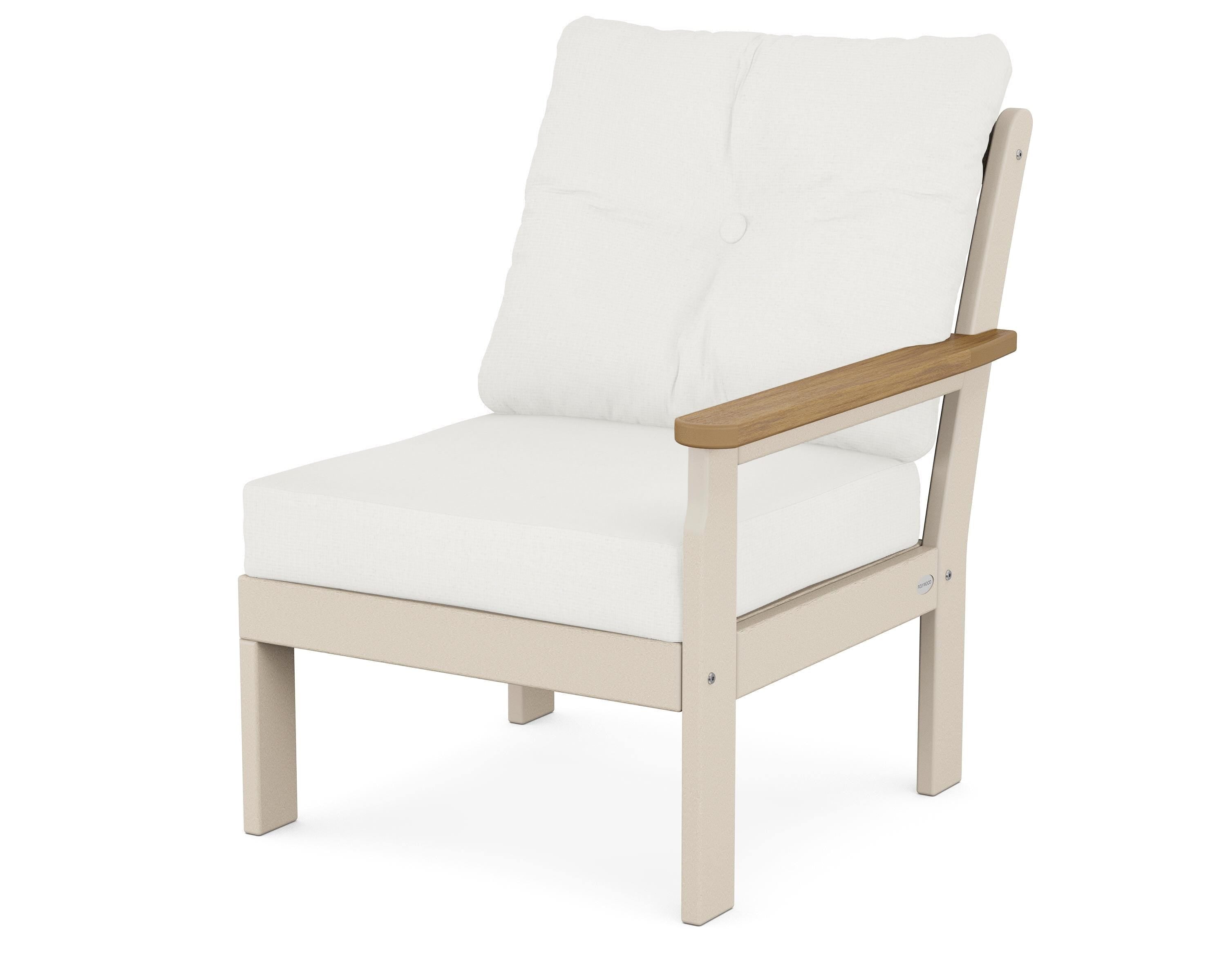 POLYWOOD® Vineyard Modular Right Arm Chair in Sand / Natural / Natural Linen
