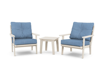 POLYWOOD® Lakeside 3-Piece Deep Seating Chair Set in Sand / Sky Blue