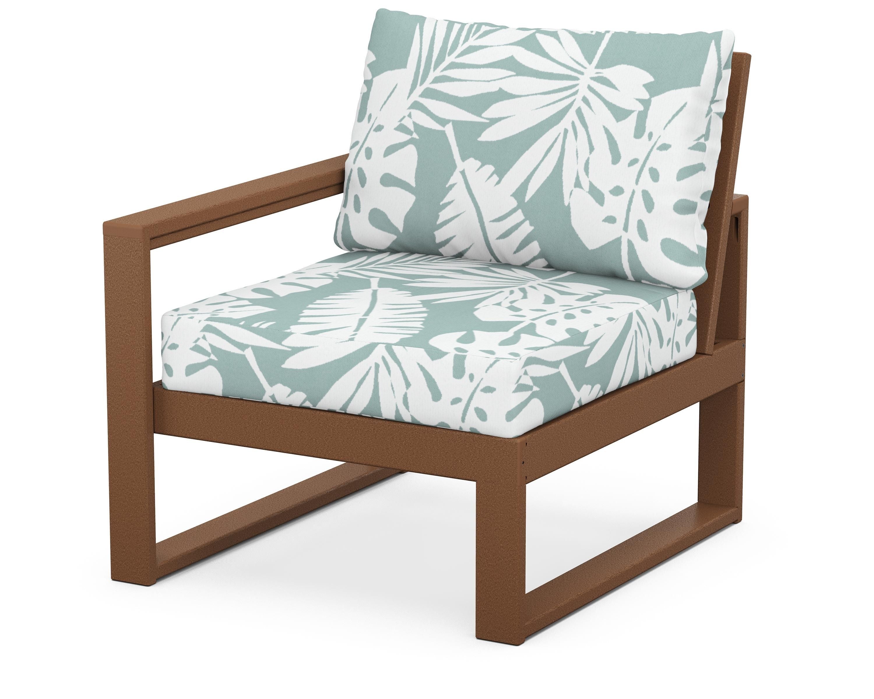 POLYWOOD® EDGE Modular Left Arm Chair in Teak / Leaf Glacier Spa