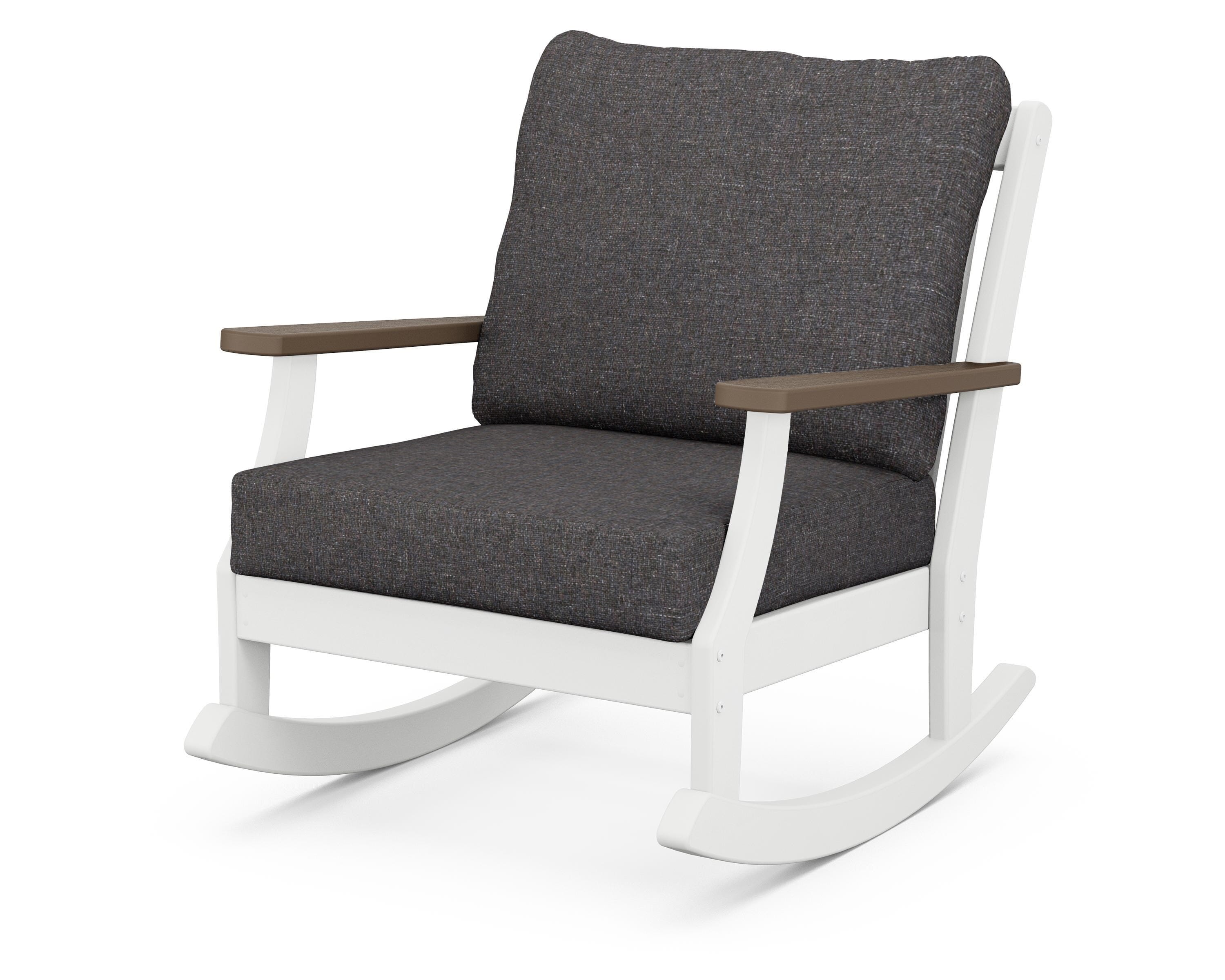 POLYWOOD® Braxton Deep Seating Rocking Chair in White / Kona / Ash Charcoal