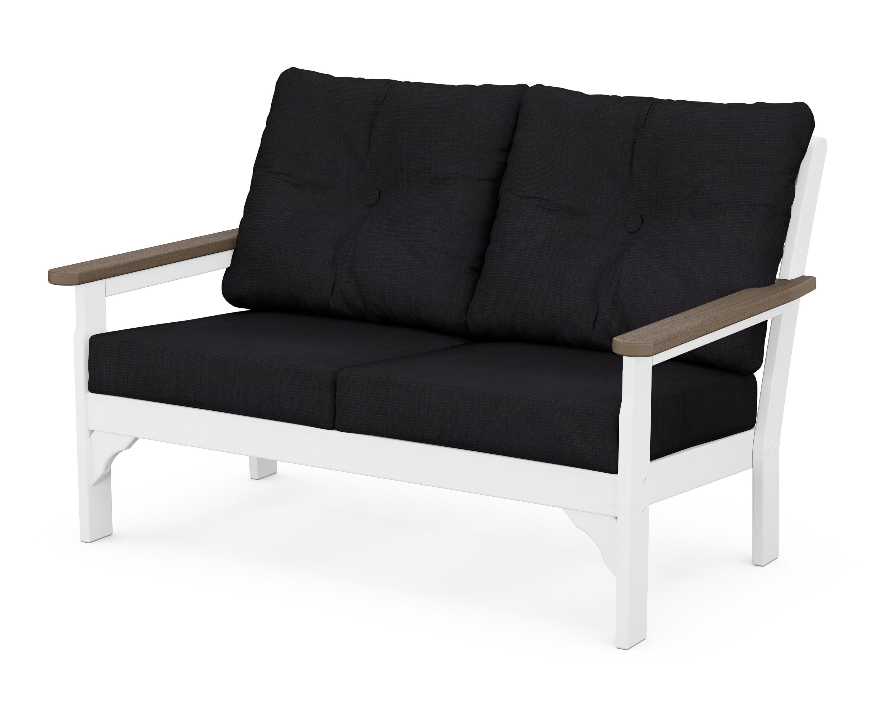 POLYWOOD® Vineyard Deep Seating Loveseat in White / Kona / Midnight Linen