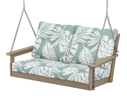 POLYWOOD® Vineyard Deep Seating Swing in Vintage Sahara / Leaf Glacier Spa