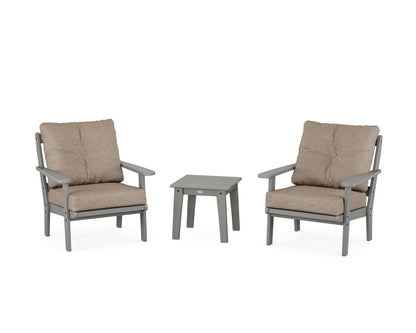 POLYWOOD® Mission 3-Piece Deep Seating Set in Slate Grey / Spiced Burlap