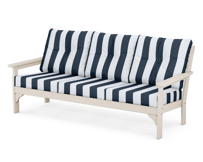 POLYWOOD® Vineyard Deep Seating Sofa in Sand / Cabana Stripe Marine Indigo