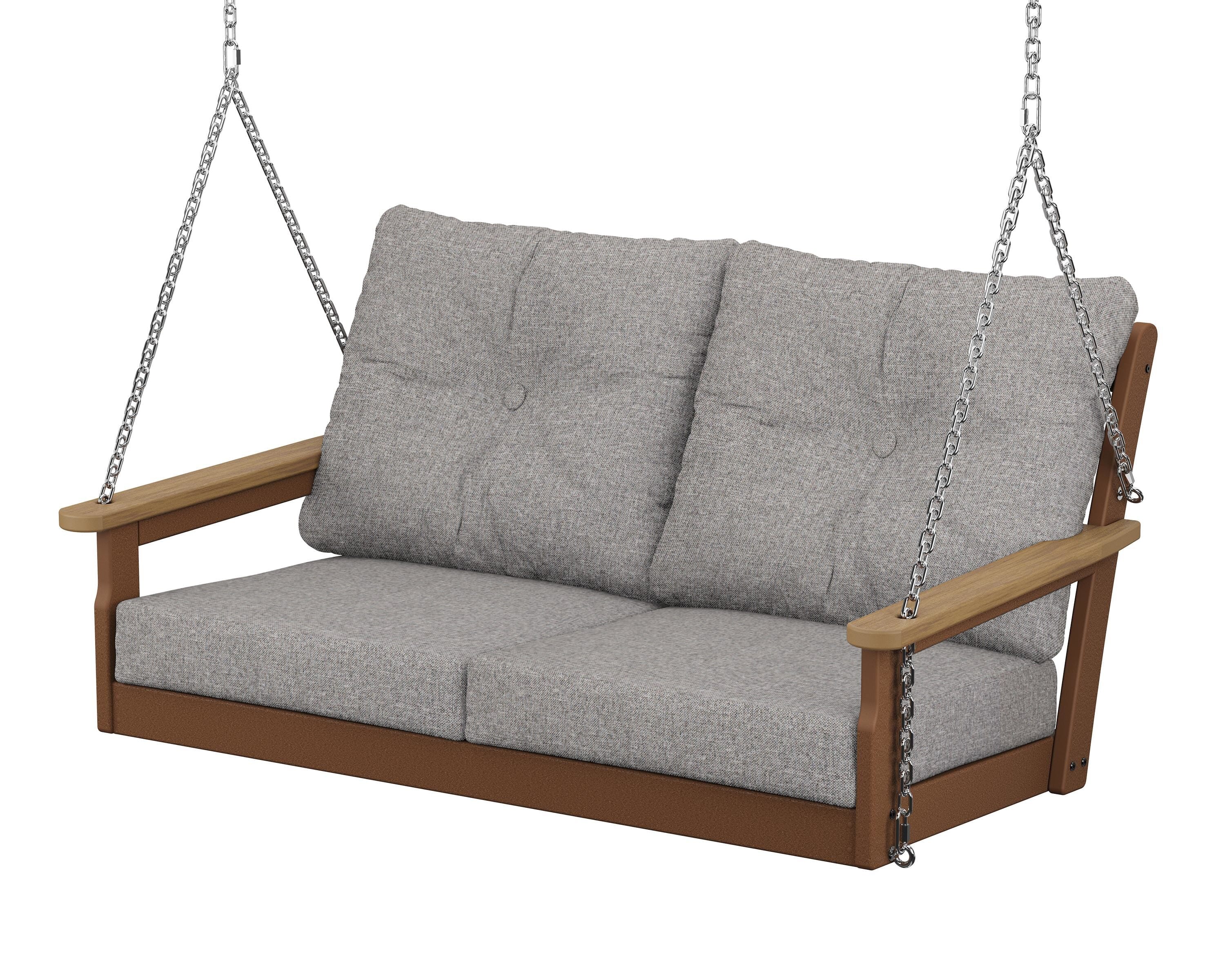 POLYWOOD® Vineyard Deep Seating Swing in Teak / Natural / Grey Mist
