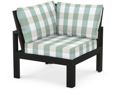 Unbranded Modular Corner Chair in Black / Buffalo Plaid Glacier Spa