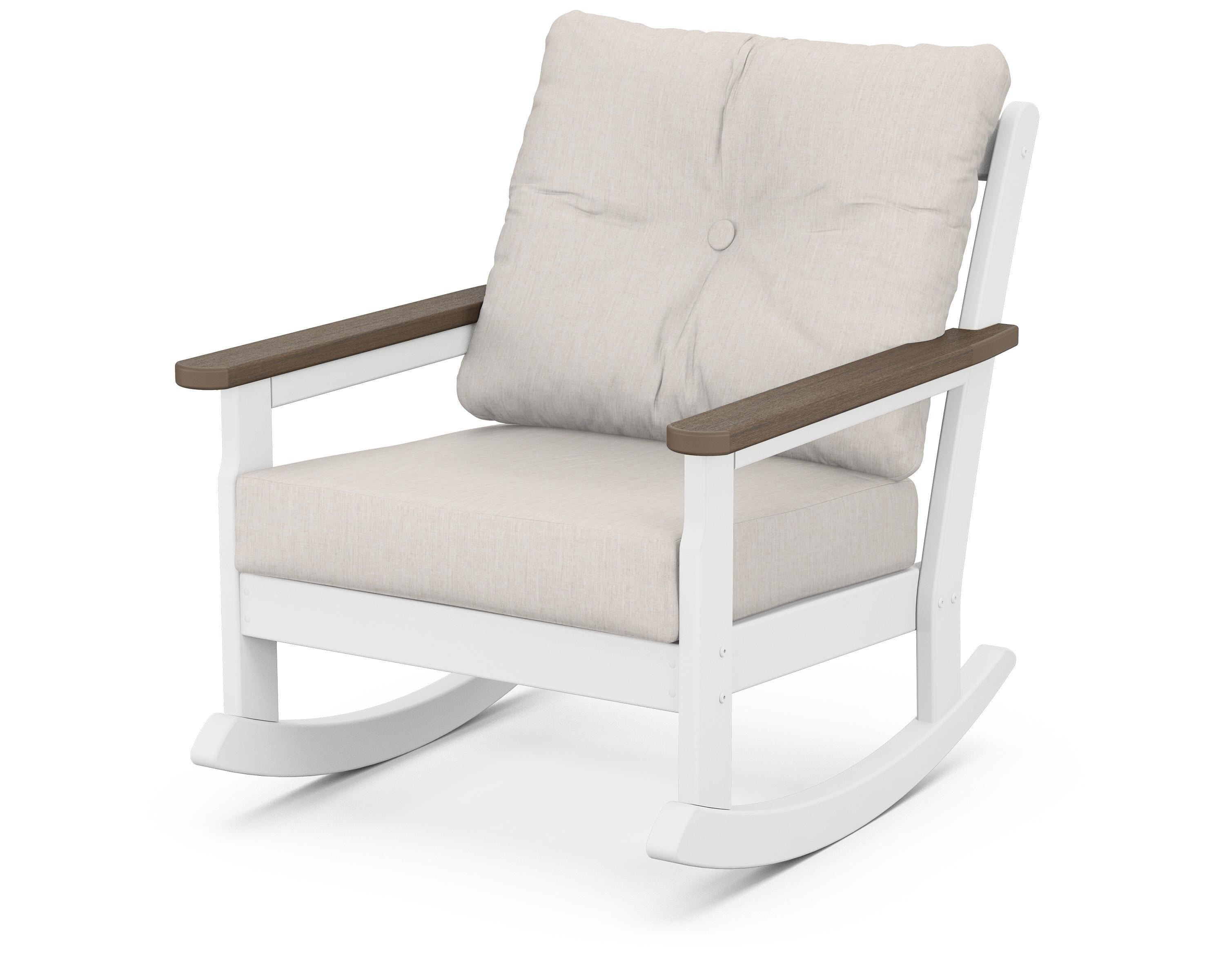 POLYWOOD® Vineyard Deep Seating Rocking Chair in White / Kona / Cast Ash