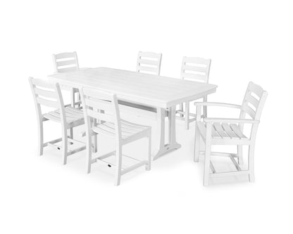 POLYWOOD® La Casa Café 7-Piece Dining Set with Trestle Legs in White