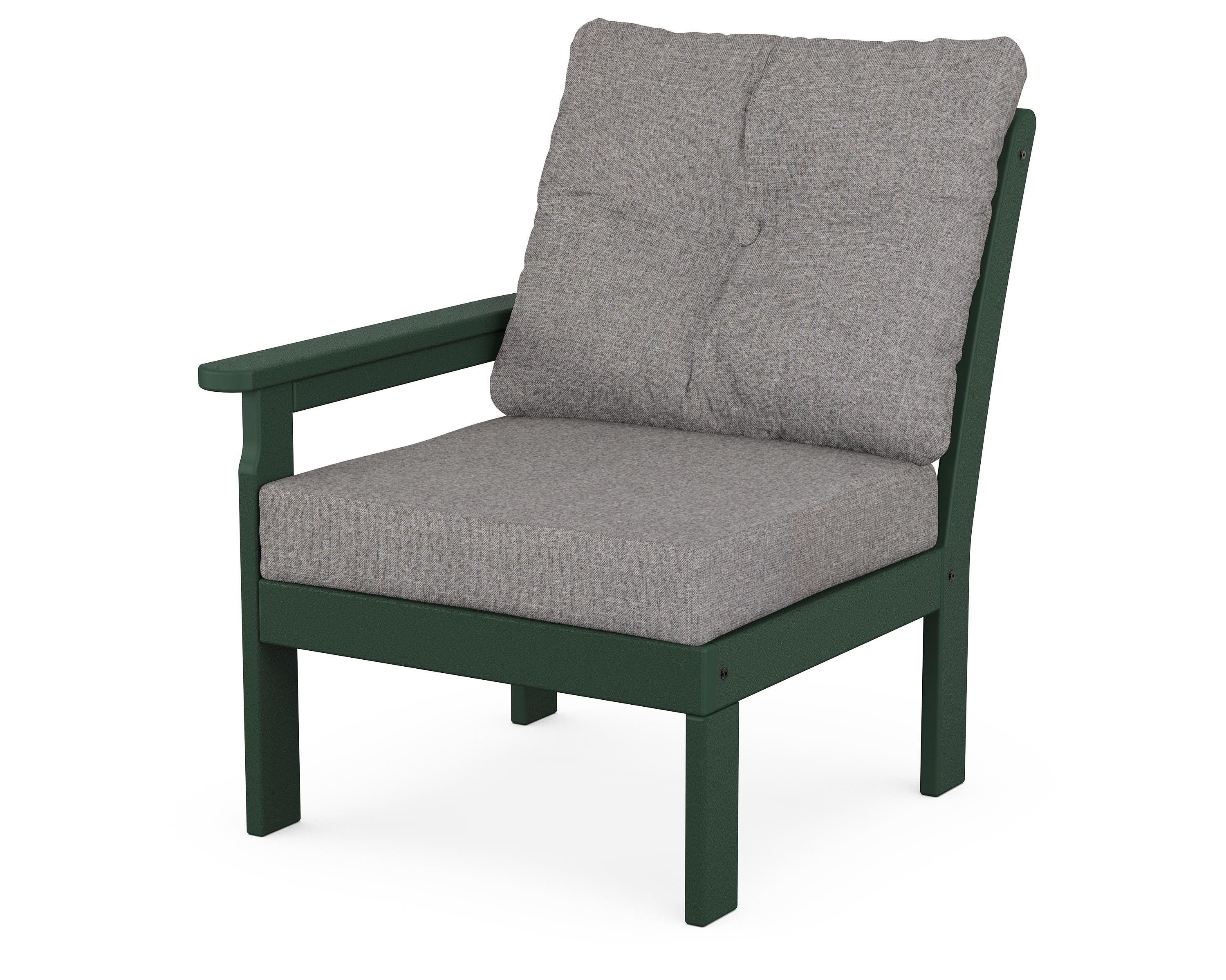 POLYWOOD® Vineyard Modular Left Arm Chair in Green / Grey Mist
