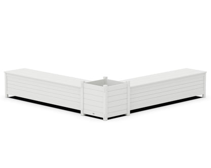 POLYWOOD® 72" Nautical L- Shaped Planter Storage Bench Set- Large in White