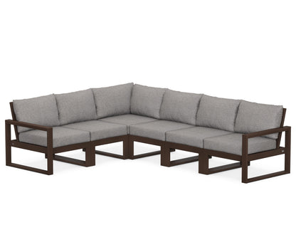 POLYWOOD® EDGE 6-Piece Modular Deep Seating Set in Mahogany / Grey Mist