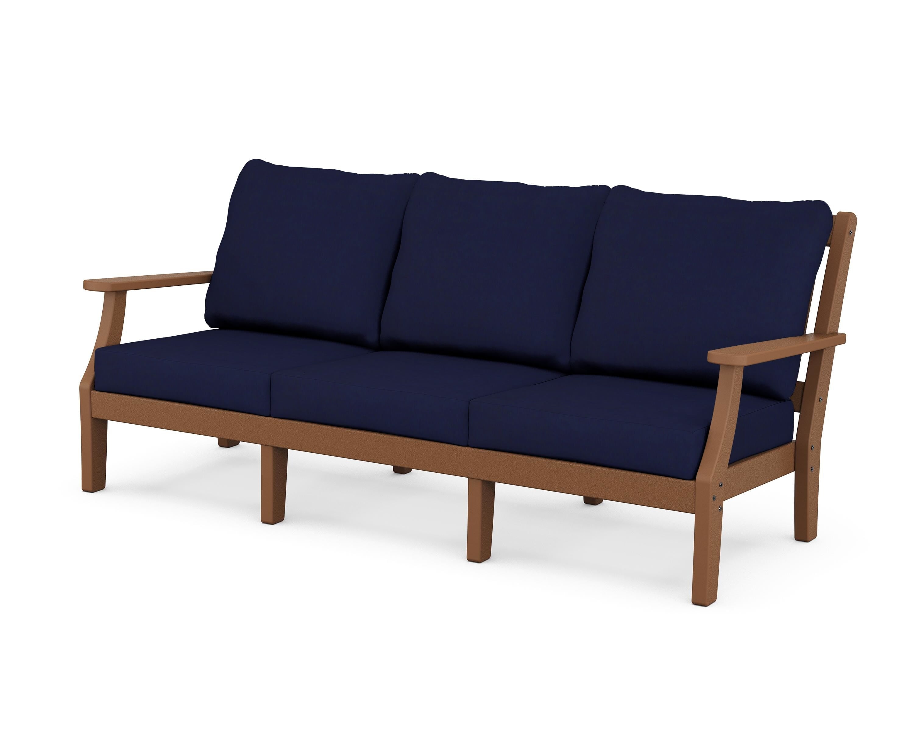Martha Stewart by POLYWOOD® Chinoiserie Deep Seating Sofa in Teak / Navy