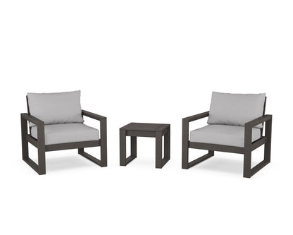 POLYWOOD® EDGE Sectional 3-Piece Deep Seating Set in Vintage Coffee / Granite