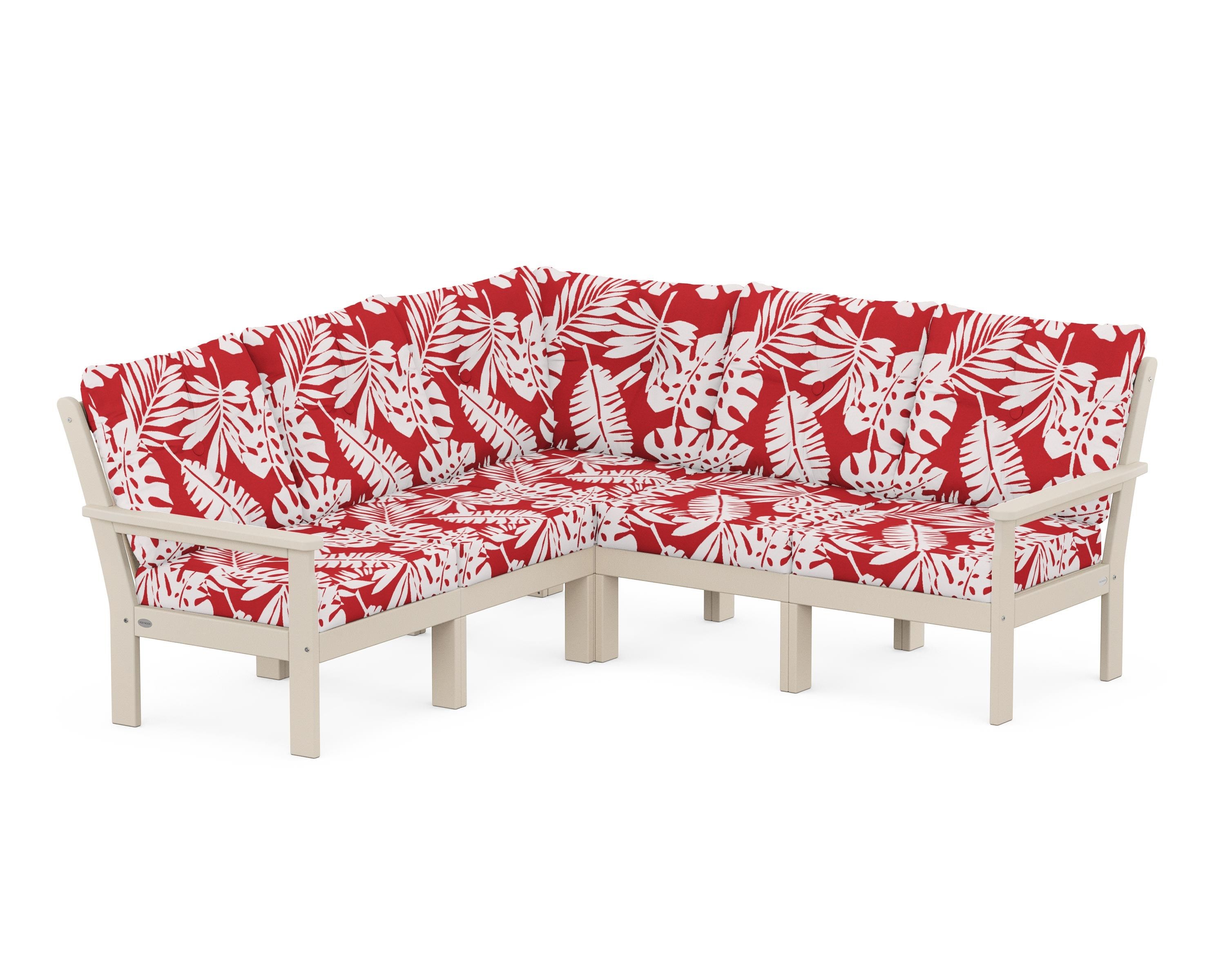 POLYWOOD® Vineyard 5-Piece Sectional in Sand / Leaf Crimson