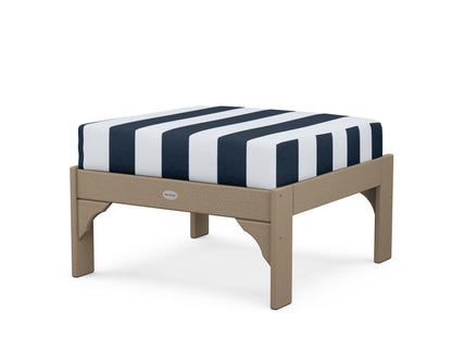 POLYWOOD¬Æ Vineyard Deep Seating Ottoman in Vintage Sahara / Cabana Stripe Marine Indigo