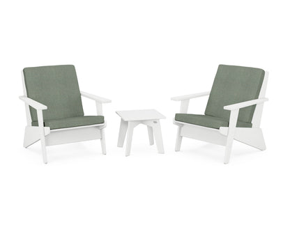 POLYWOOD® Riviera Modern Lounge 3-Piece Set in White / Cast Sage