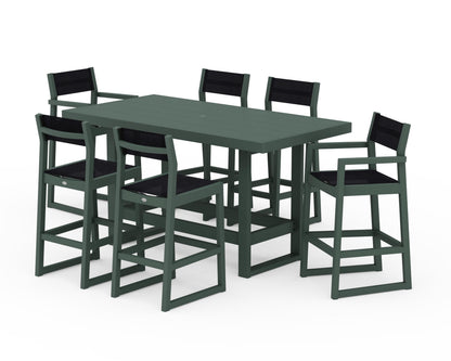 POLYWOOD® EDGE Sling 7-Piece Bar Table Set in Green / Black Sling