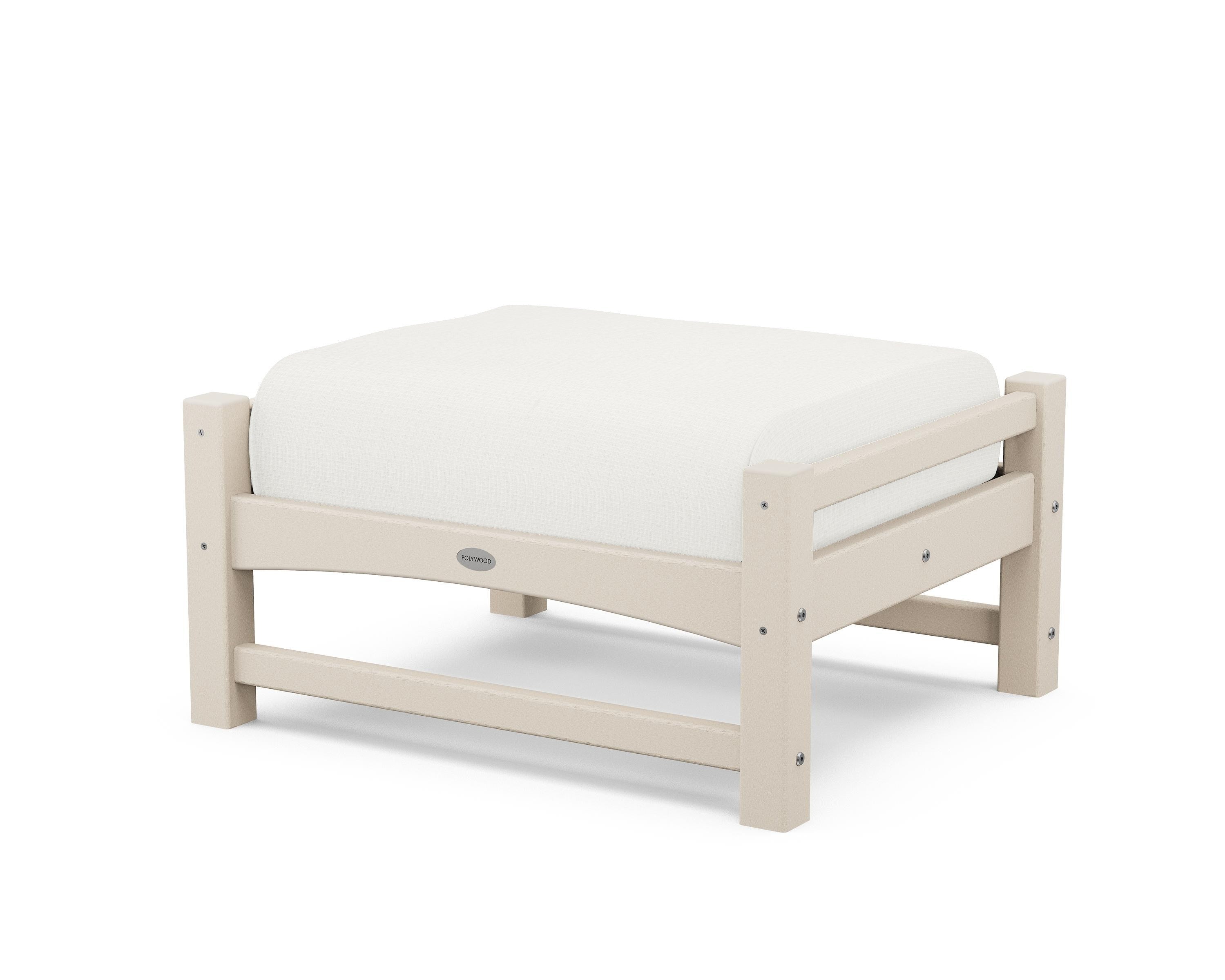 POLYWOOD® Club Ottoman in Sand / Natural Linen