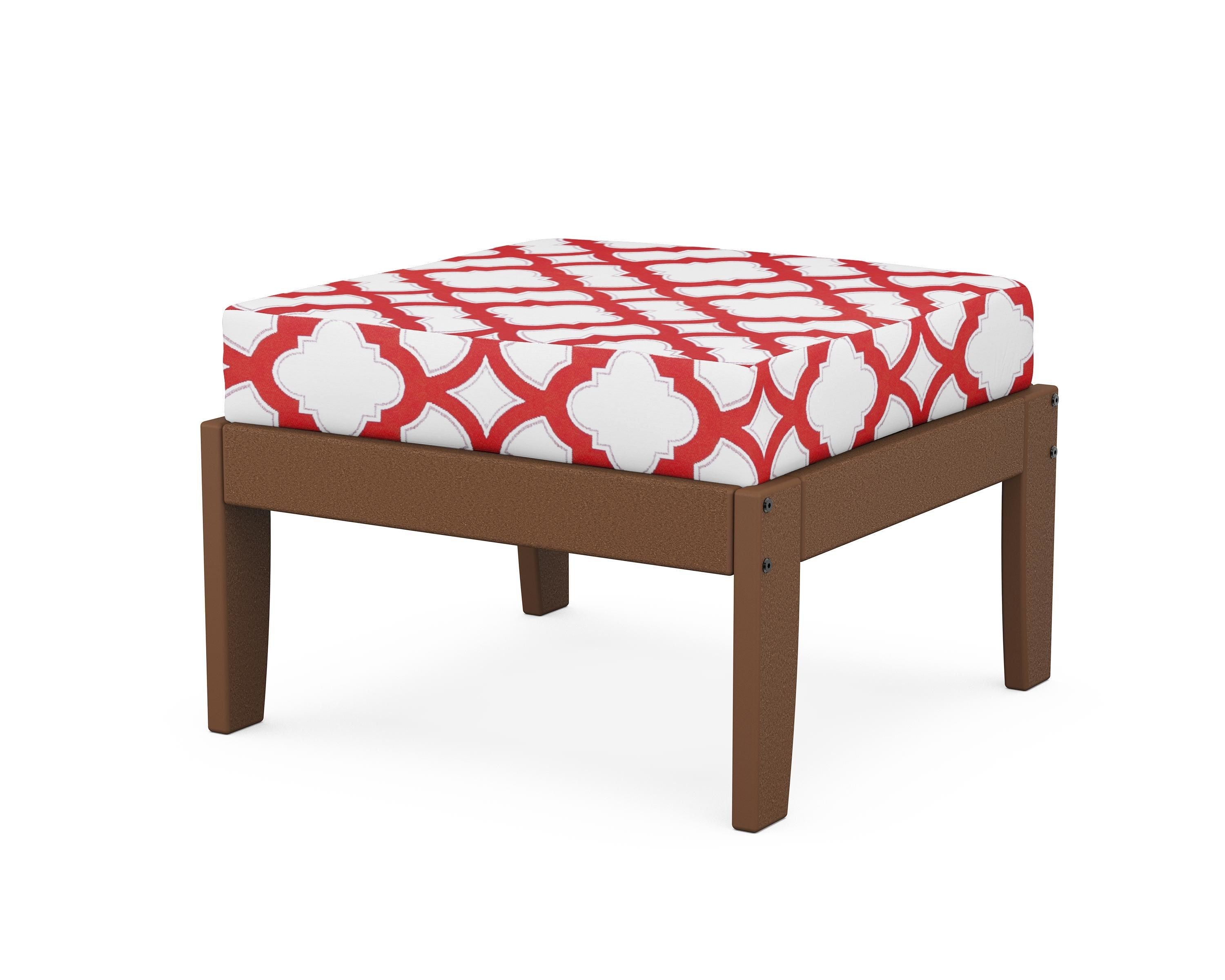 Unbranded Modular Ottoman - Classic in Teak / Trellis Crimson