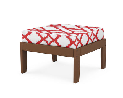 Unbranded Modular Ottoman - Classic in Teak / Trellis Crimson